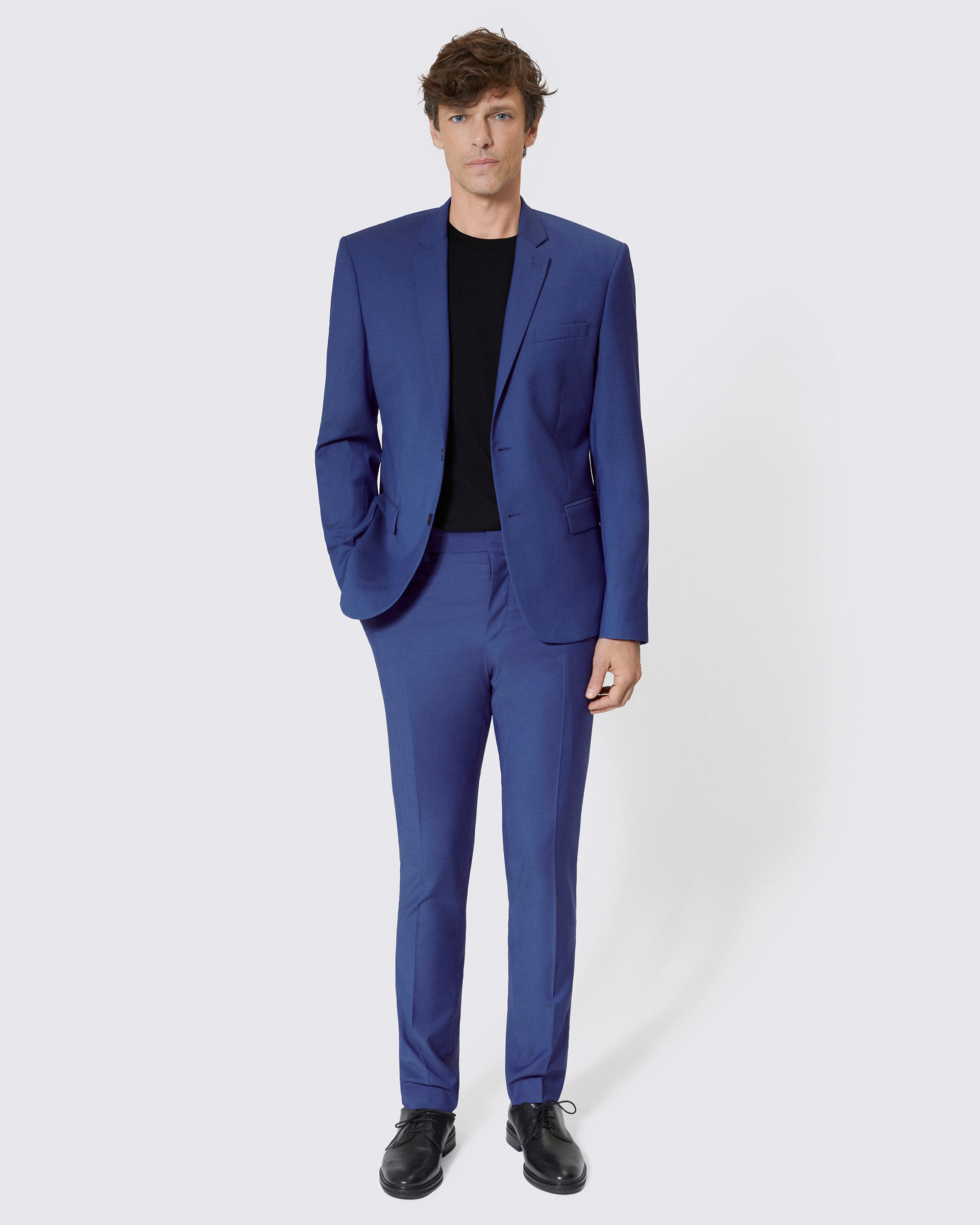 Blue wool suit jacket