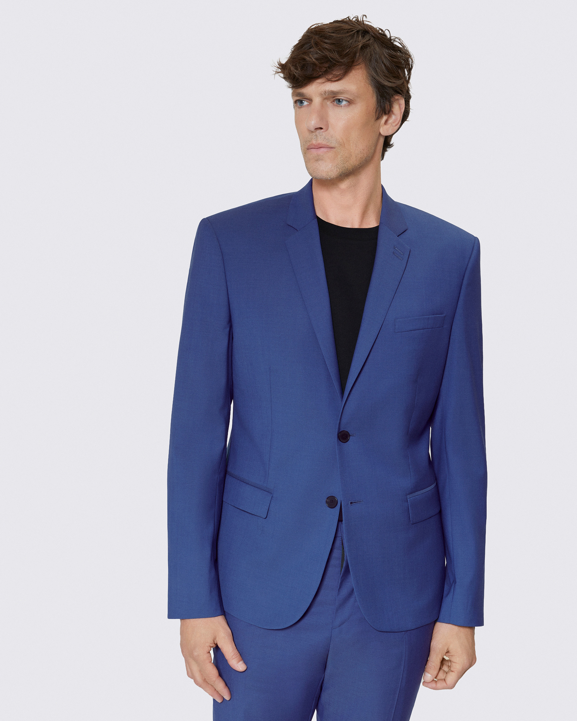 Blue wool suit jacket