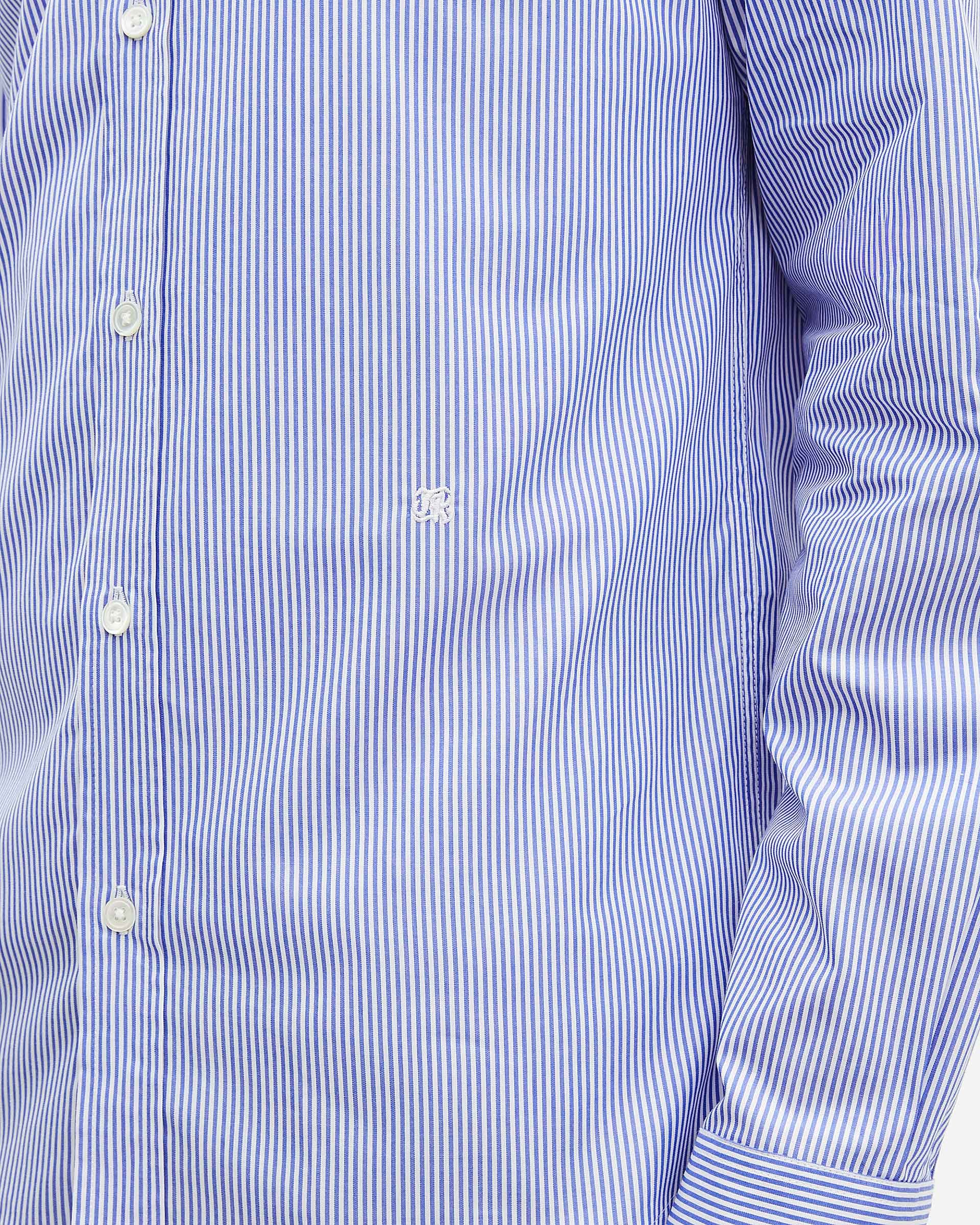 White and blue striped shirt
