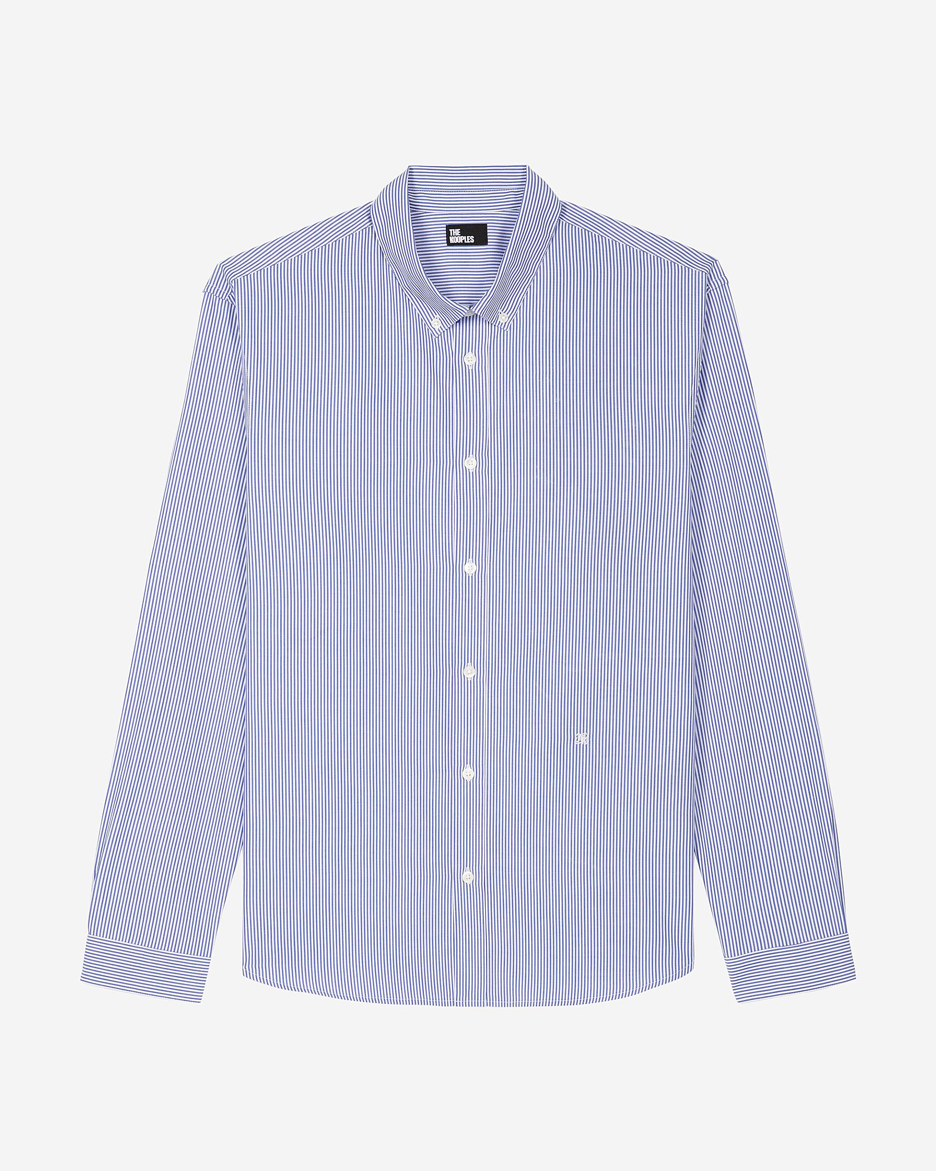 White and blue striped shirt
