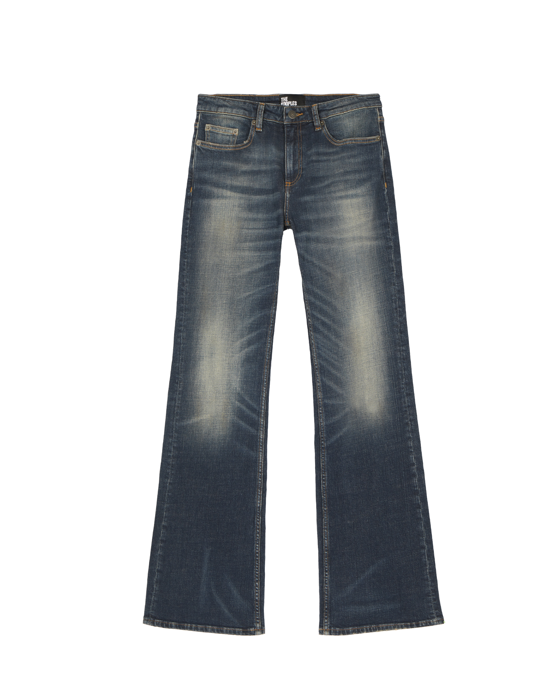 Bootcut jeans with blue abrasions