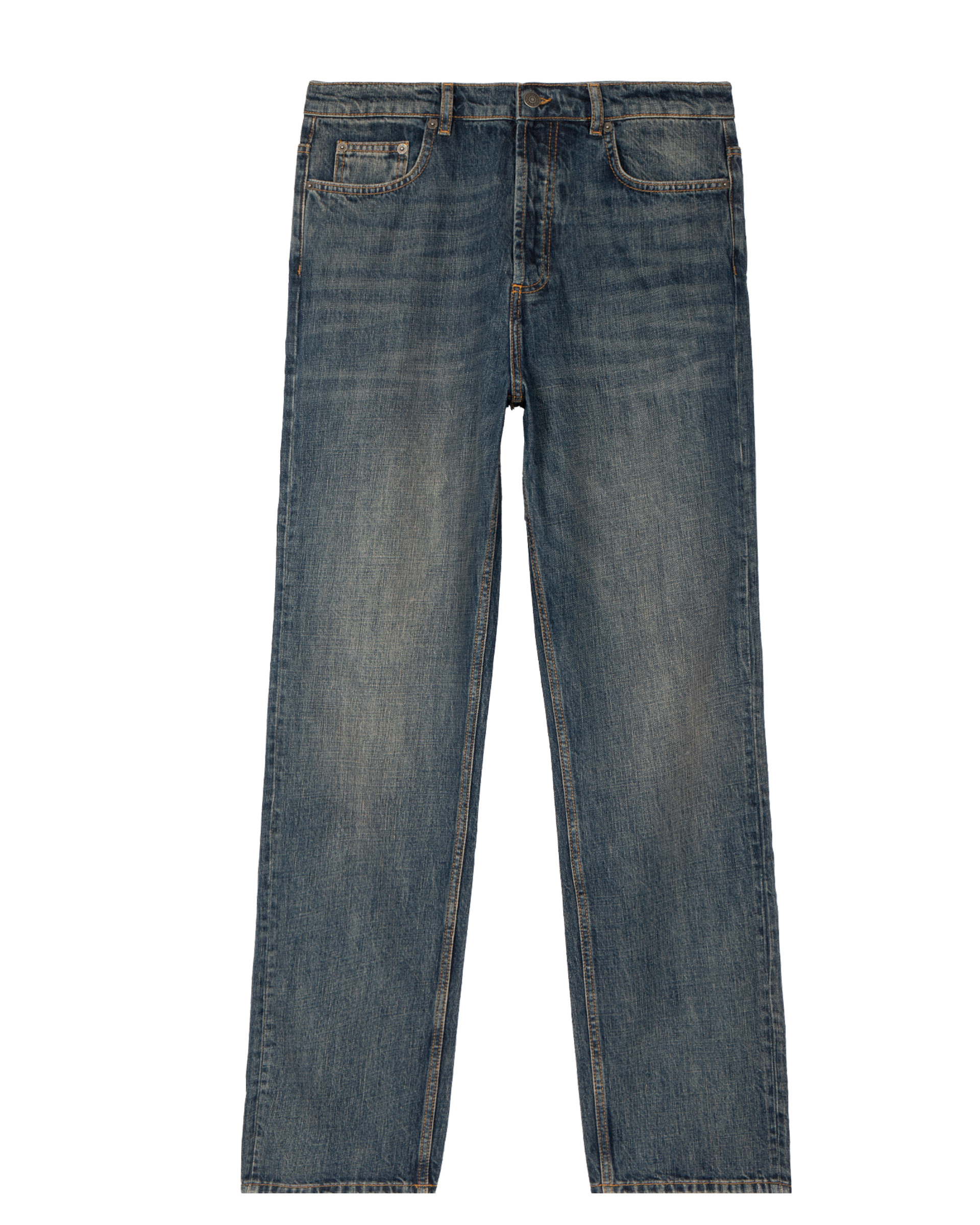 Blue-gray straight-leg jeans