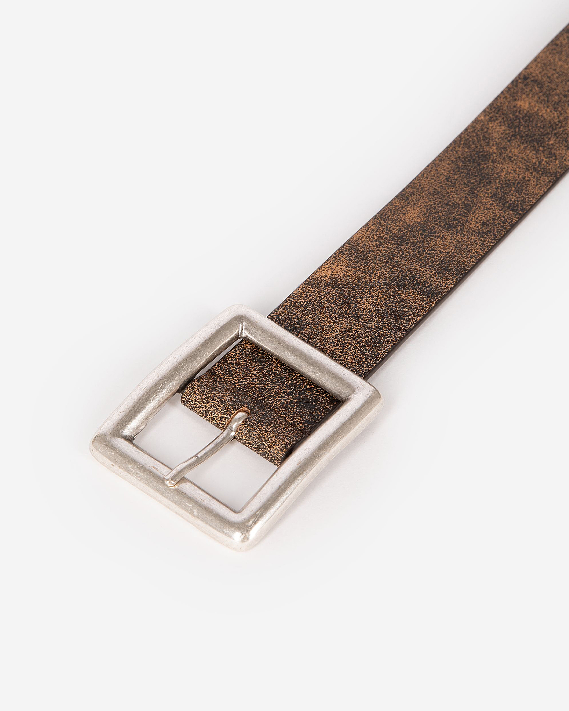 Brown vintage-effect leather belt