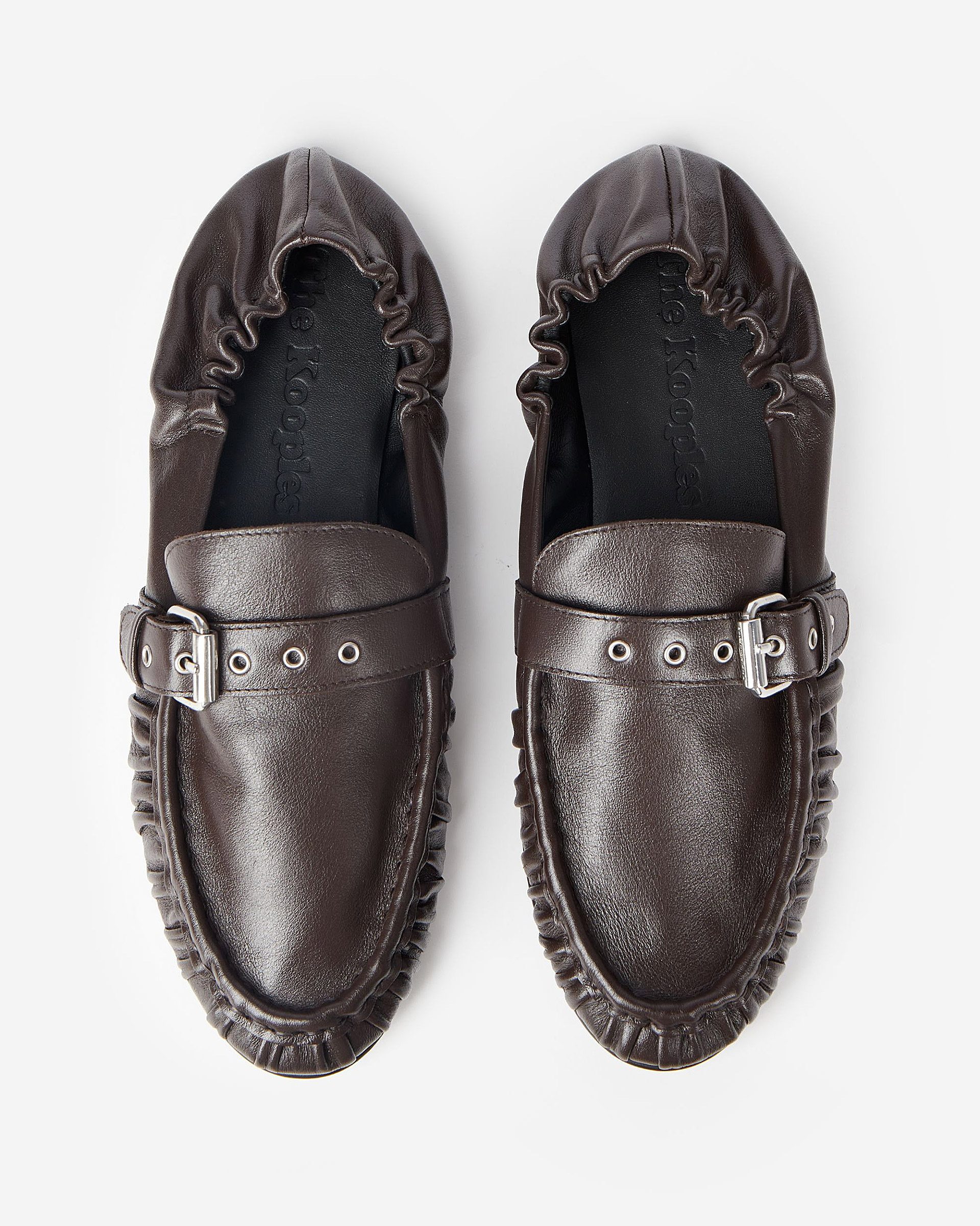 Brown leather loafers