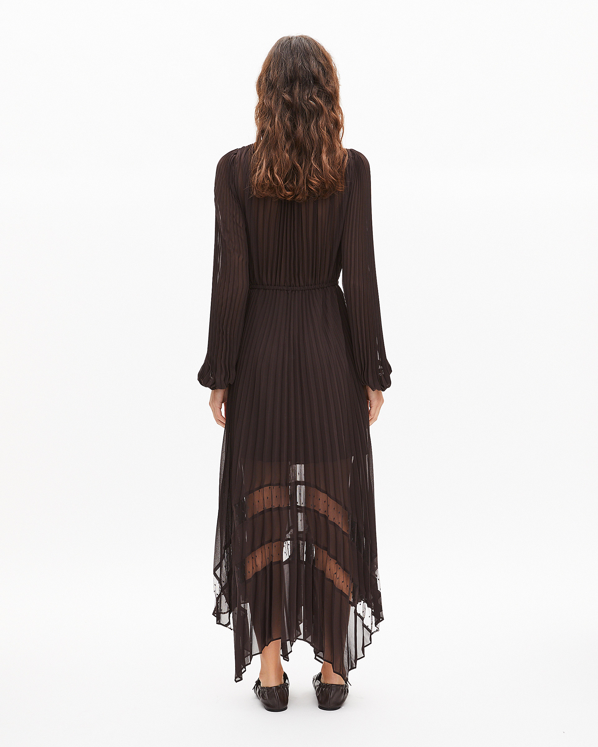 Brown pleated maxi dress