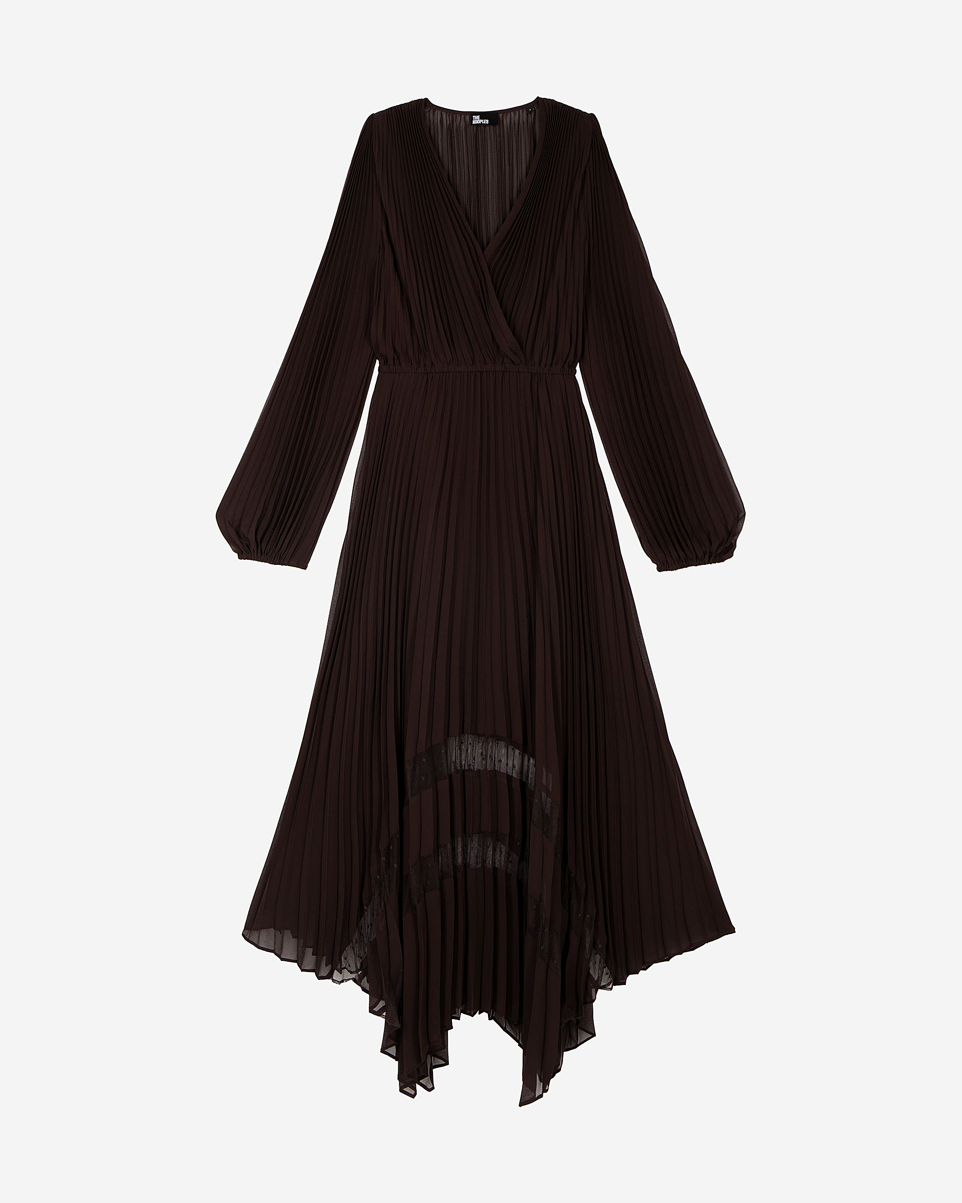 Brown pleated maxi dress
