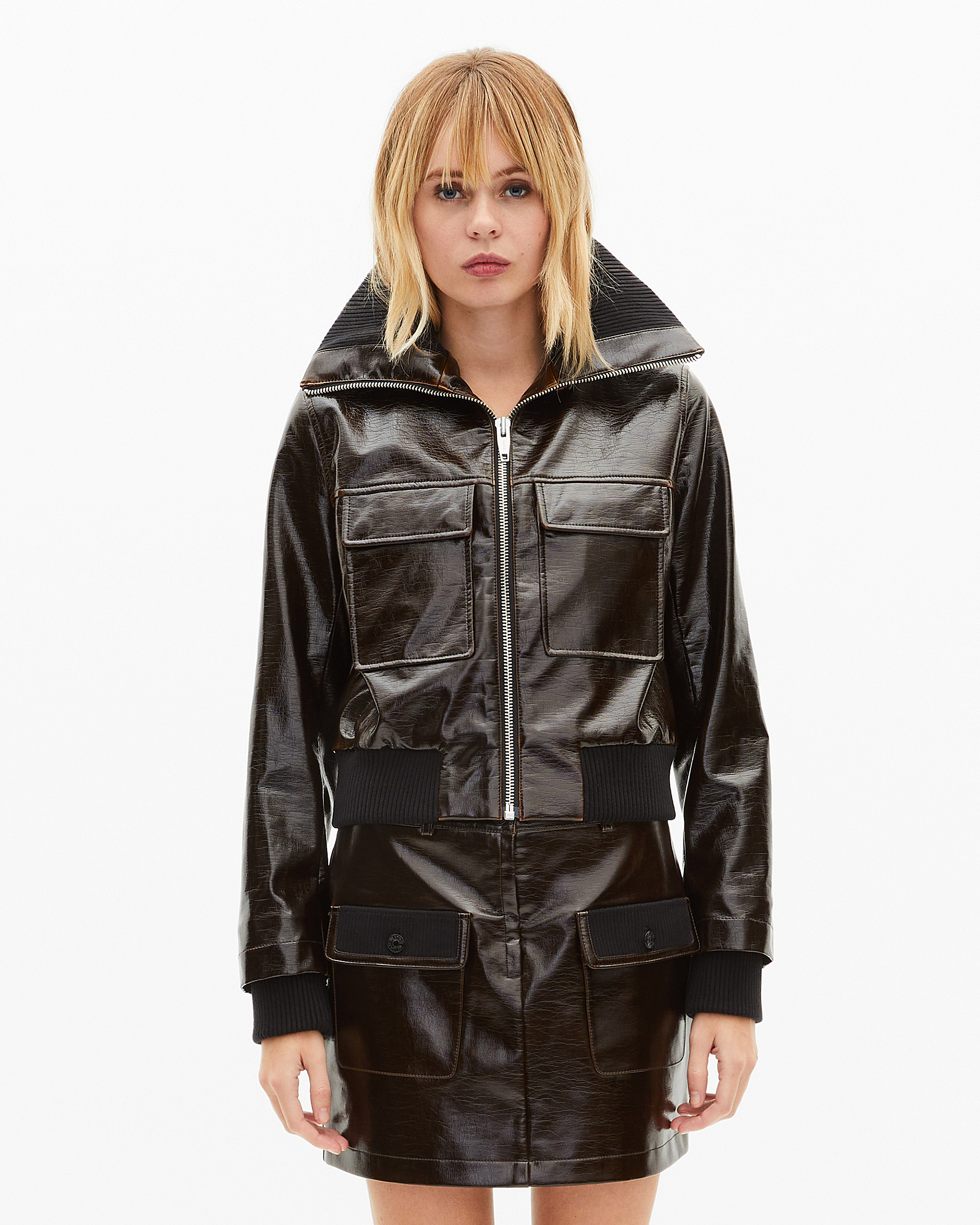 Brown vinyl-effect jacket