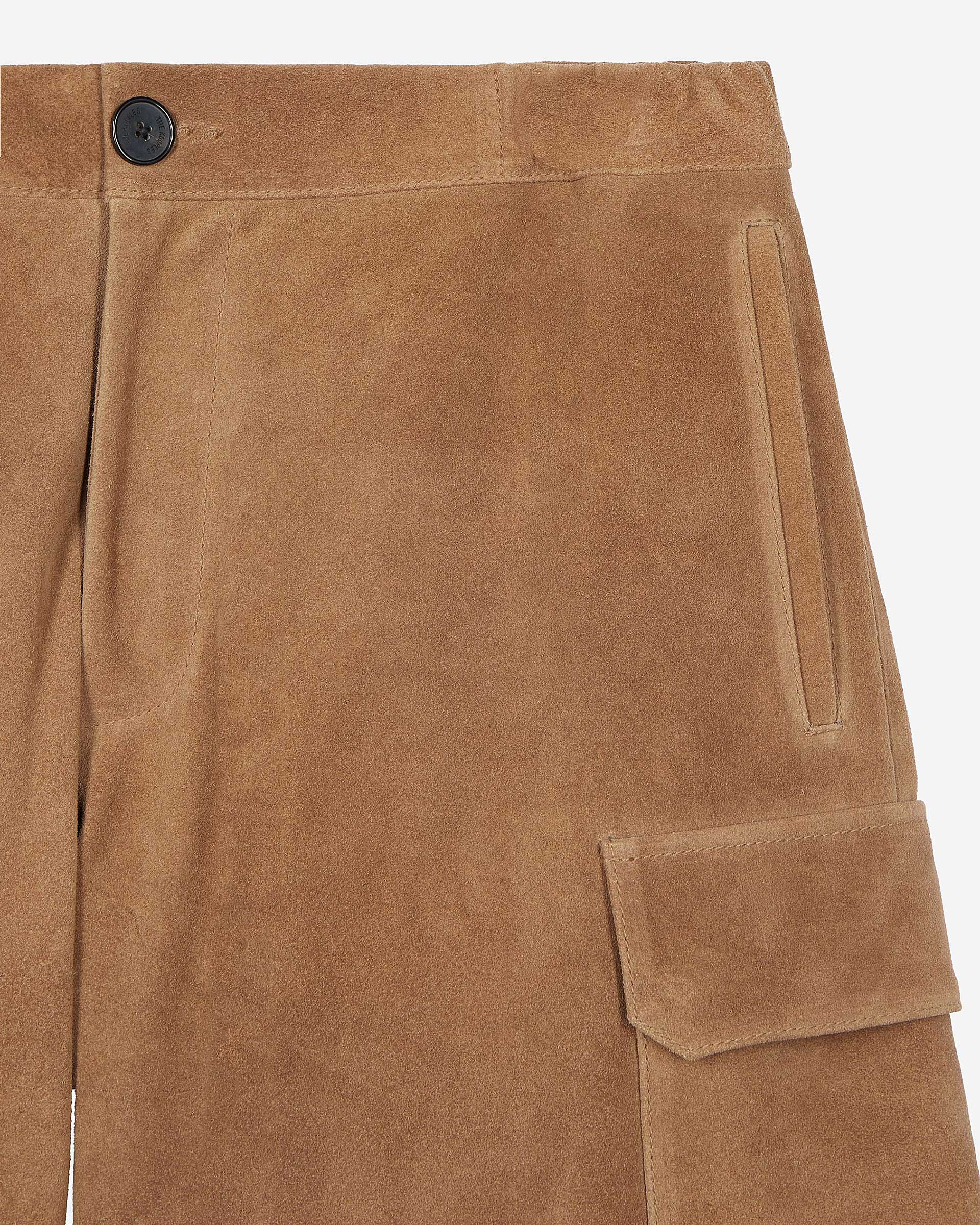 Camel suede shorts