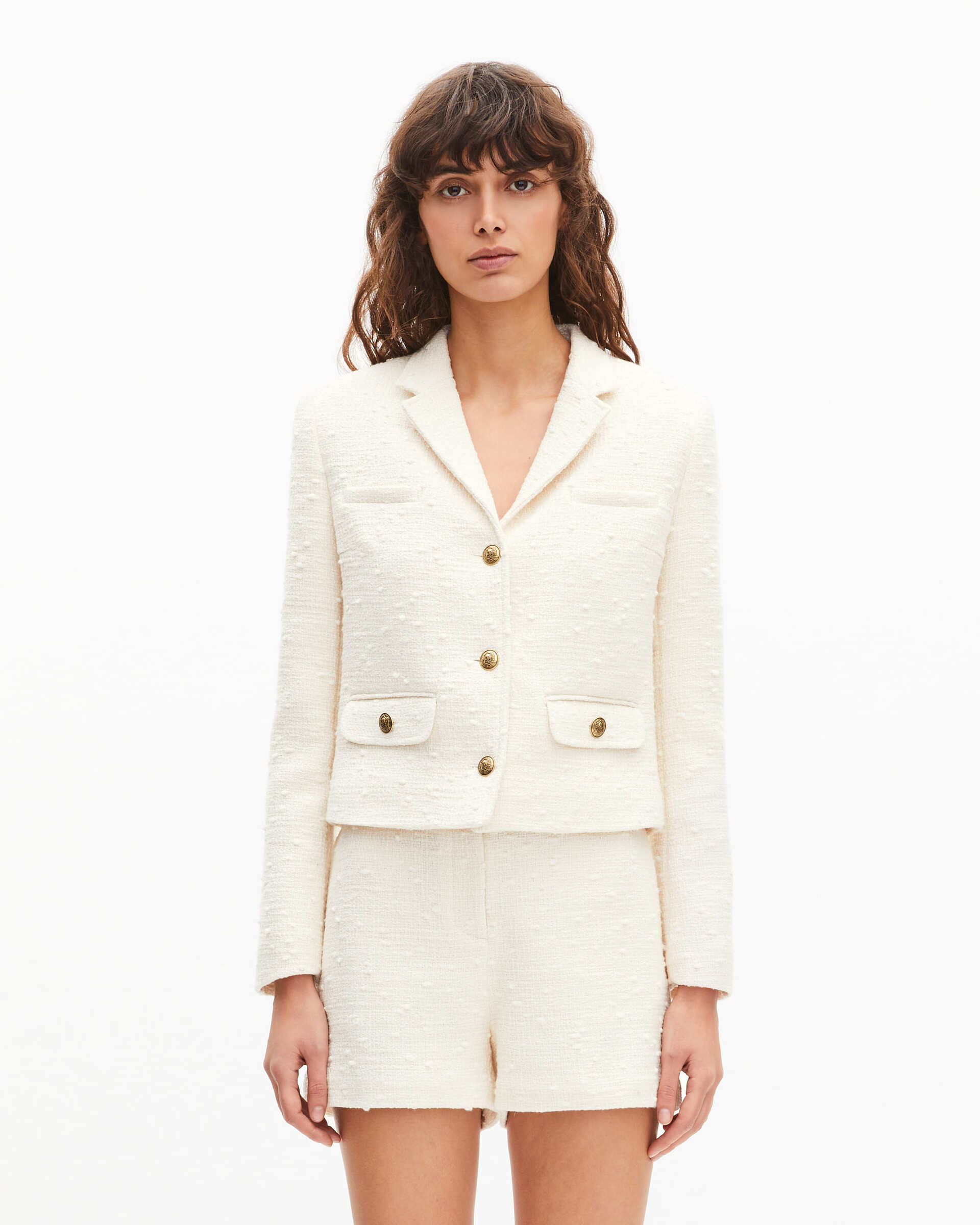 Tweed suit jacket in ecru