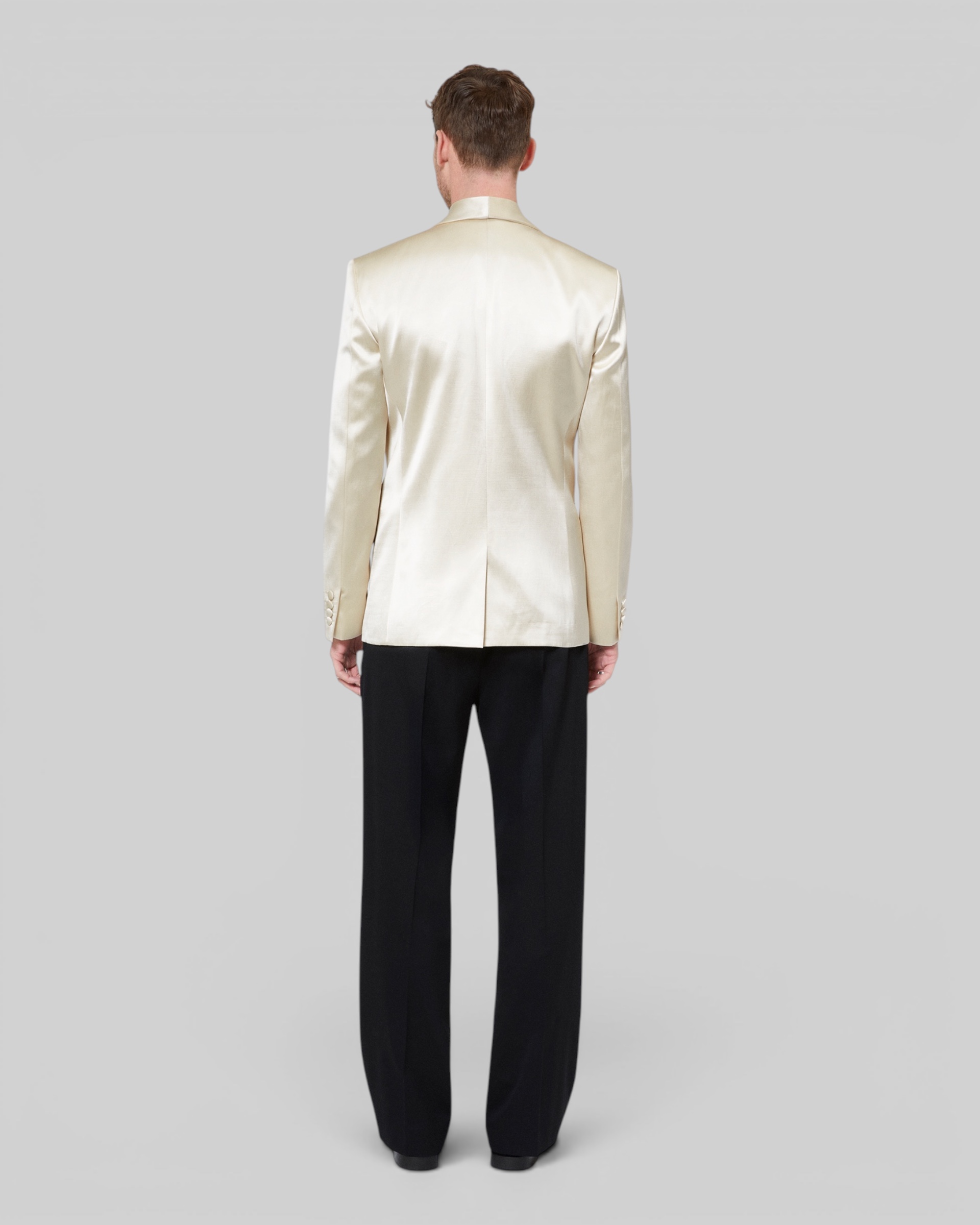 Off-white satin tuxedo jacket