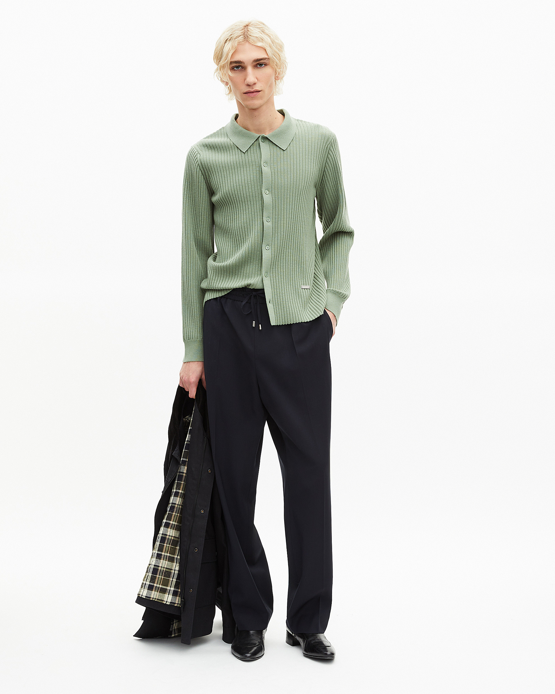 Almond green ribbed cardigan