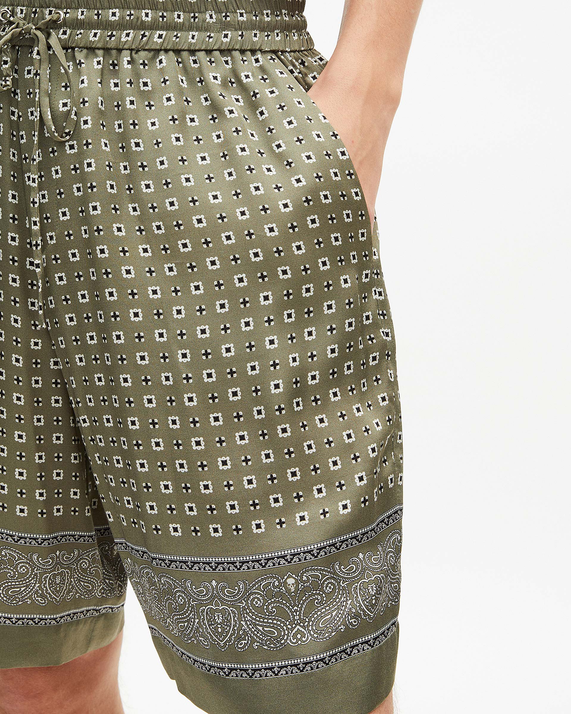 Khaki bandana print shorts