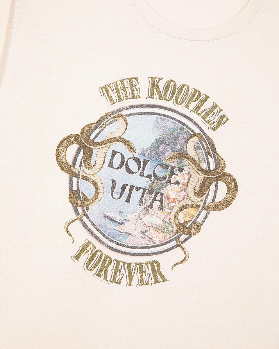 T-shirt with beige screen print
