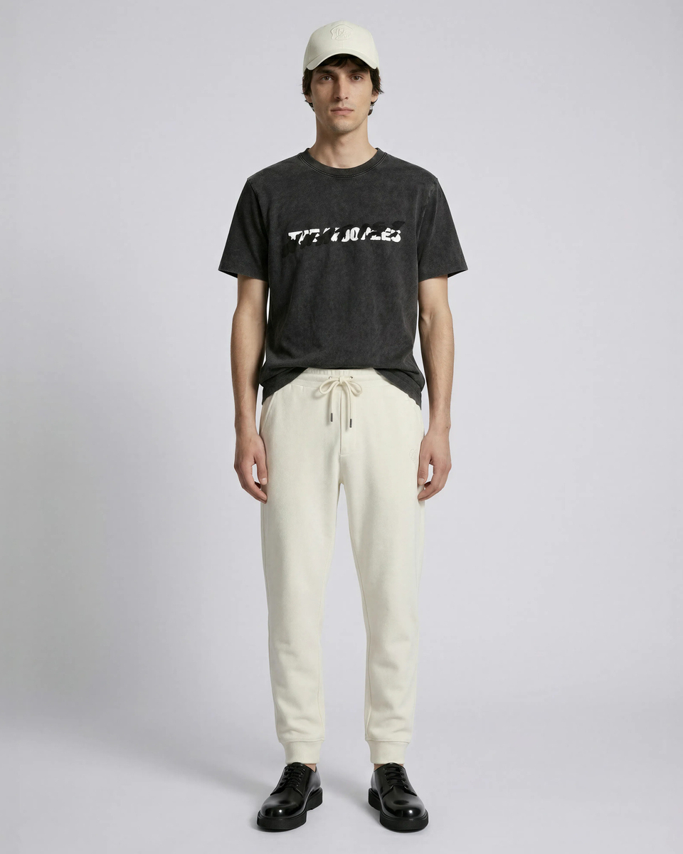 Beige fitted jogging bottoms