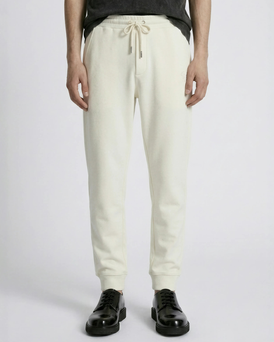 Beige fitted jogging bottoms