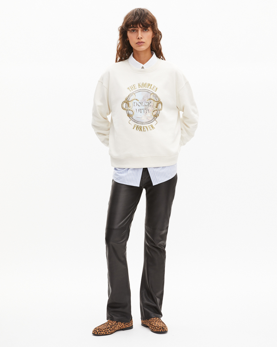 Sweatshirt with beige screen print