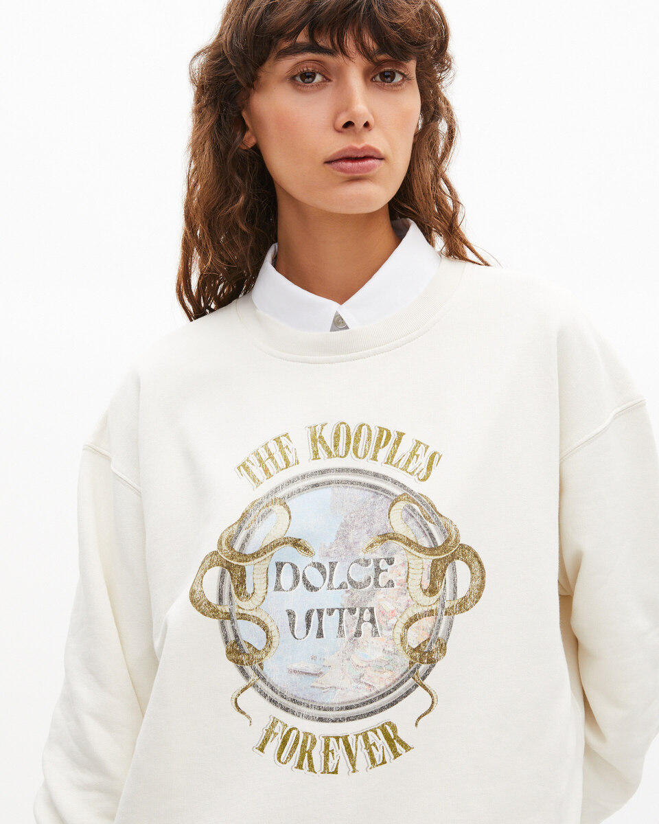 Sweatshirt with beige screen print