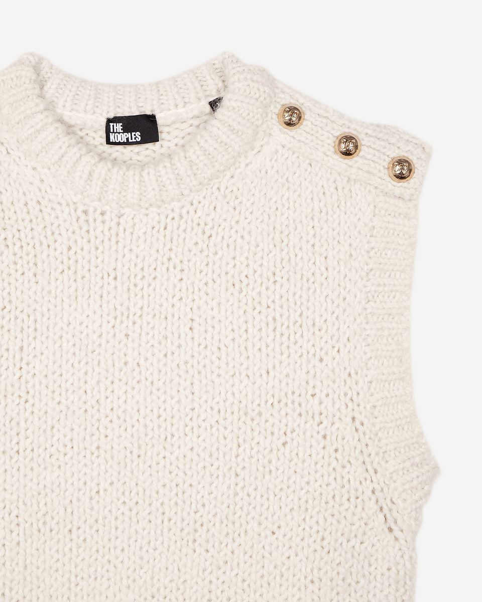 Sleeveless wool blend sweater ecru
