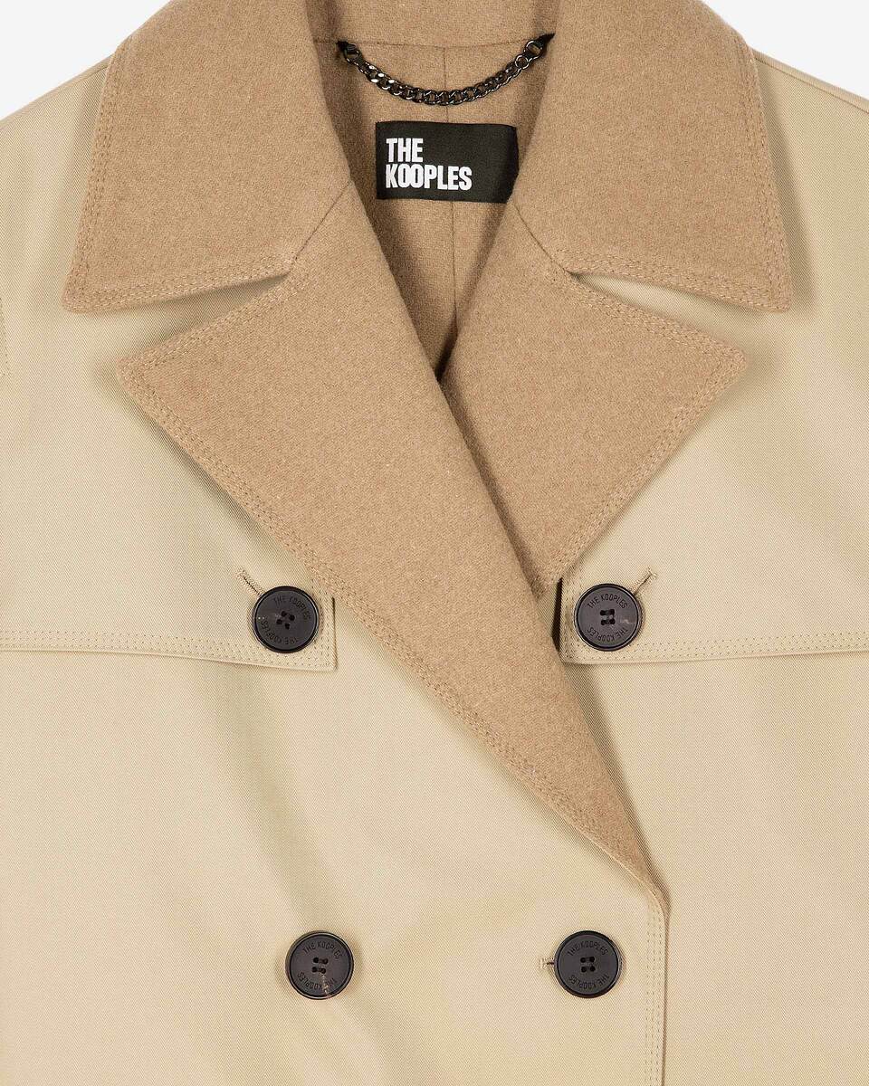 Beige wool-blend lined trench coat