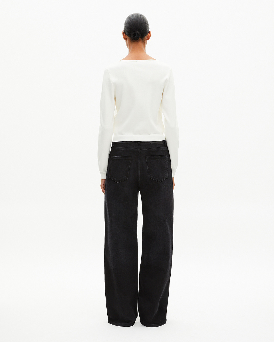Trompe l'oeil effect sweater with ecru lace