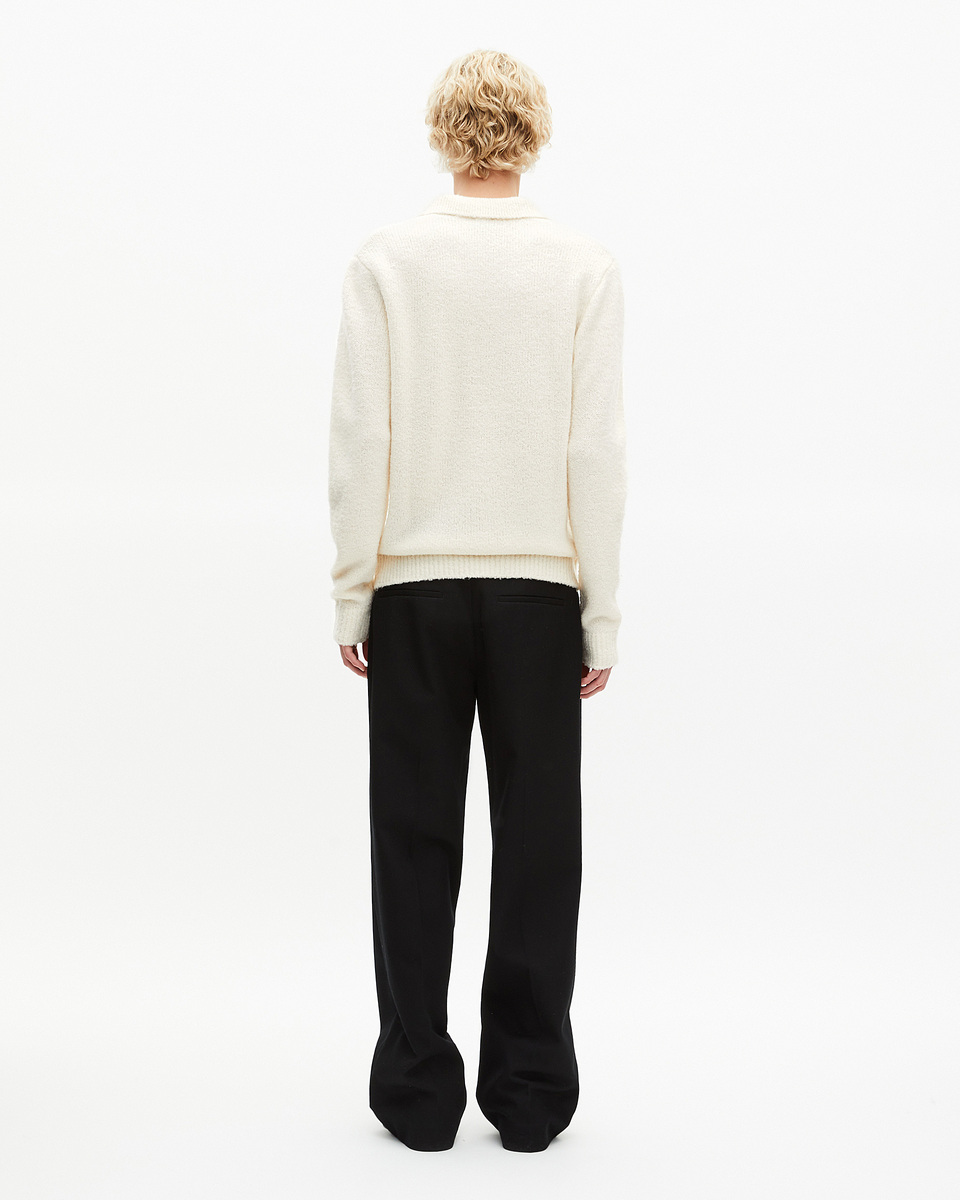Beige wool tunisian collar sweater
