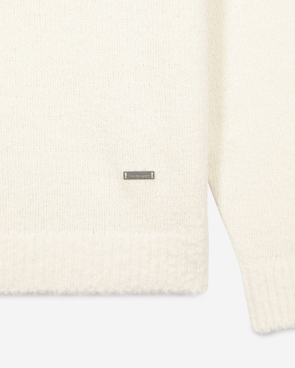 Beige wool tunisian collar sweater