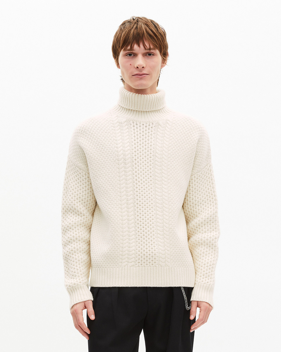 Beige wool cable sweater