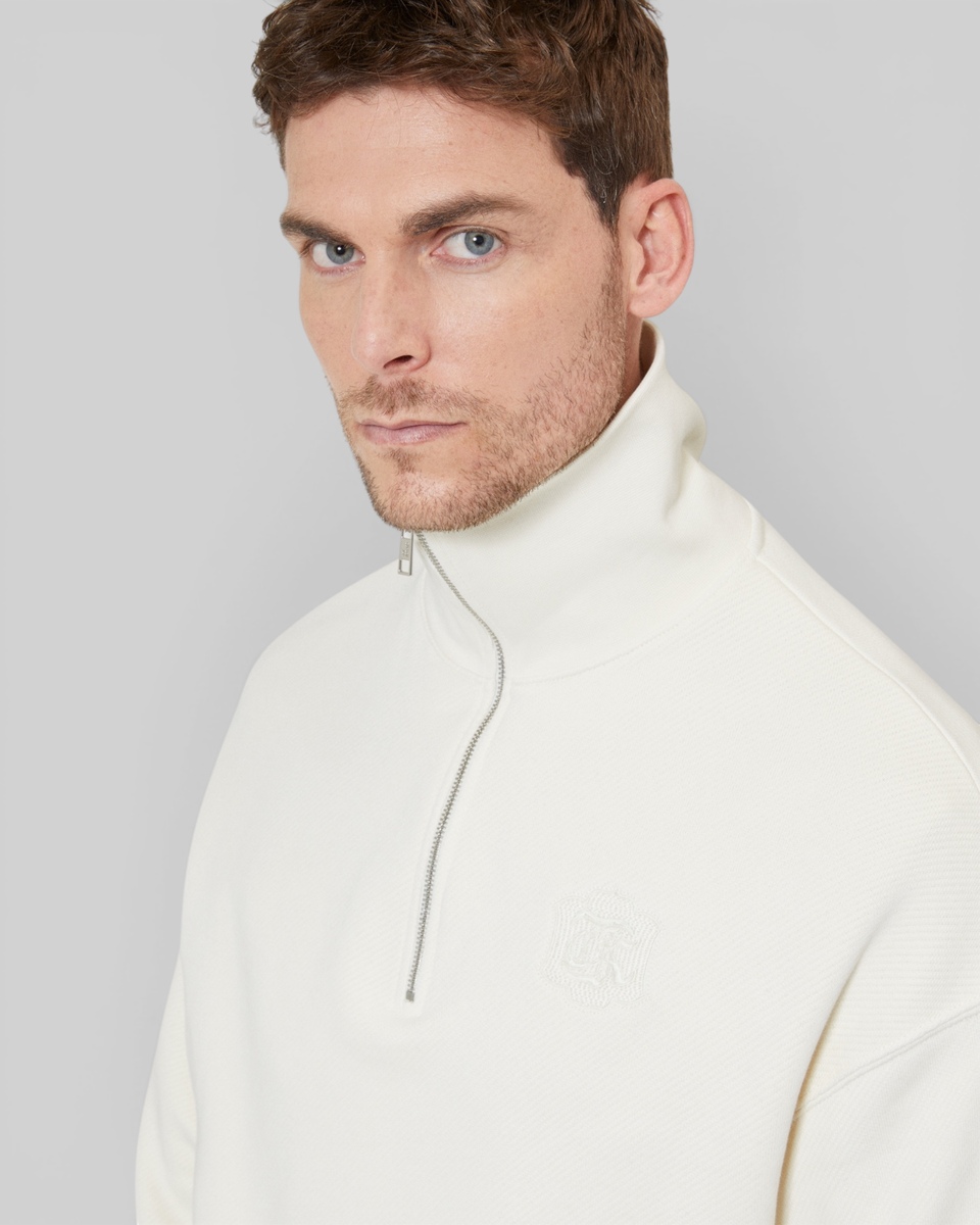 Beige trucker-neck sweatshirt