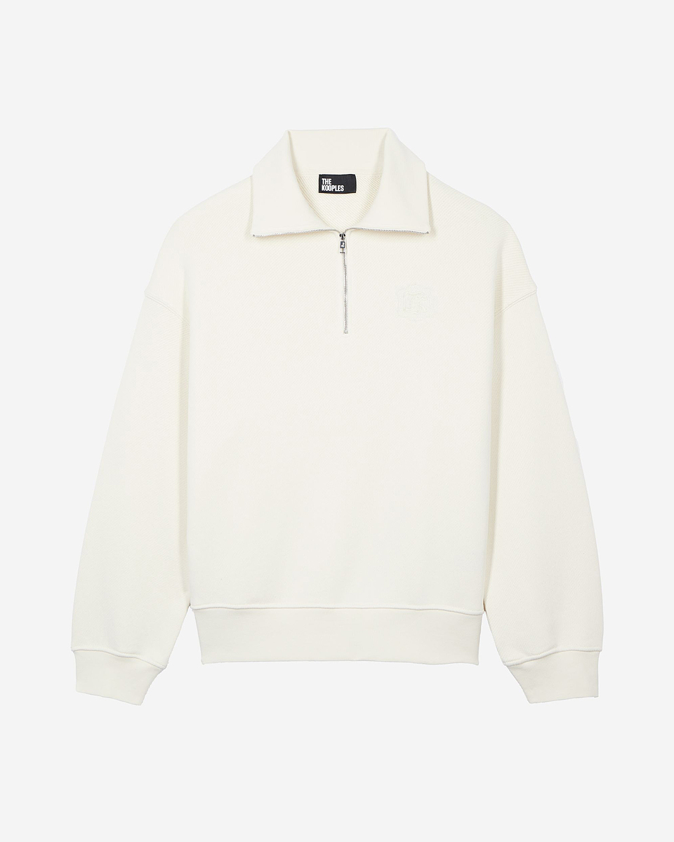 Beige trucker-neck sweatshirt