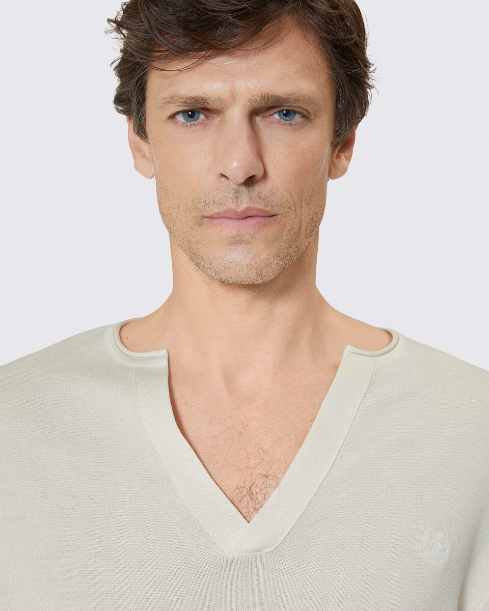 Beige tunic-neck sweater
