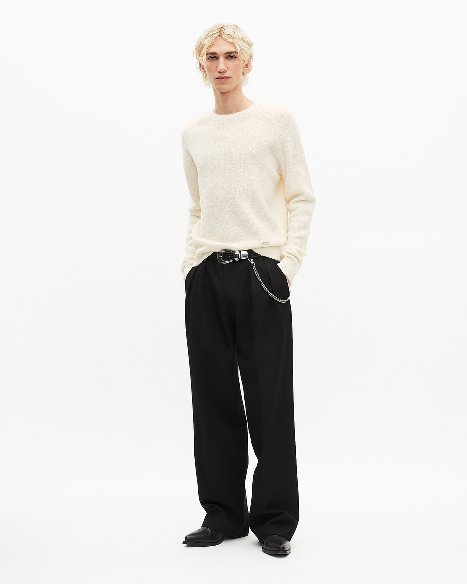 Beige wool crew neck sweater