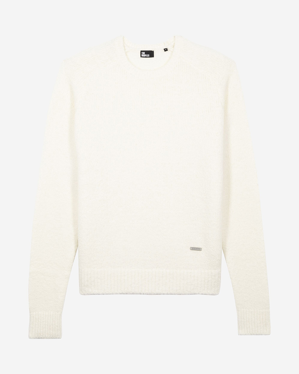 Beige wool crew neck sweater