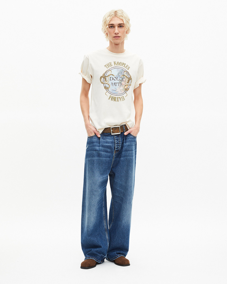 T-shirt with beige Dolce Vita screen print