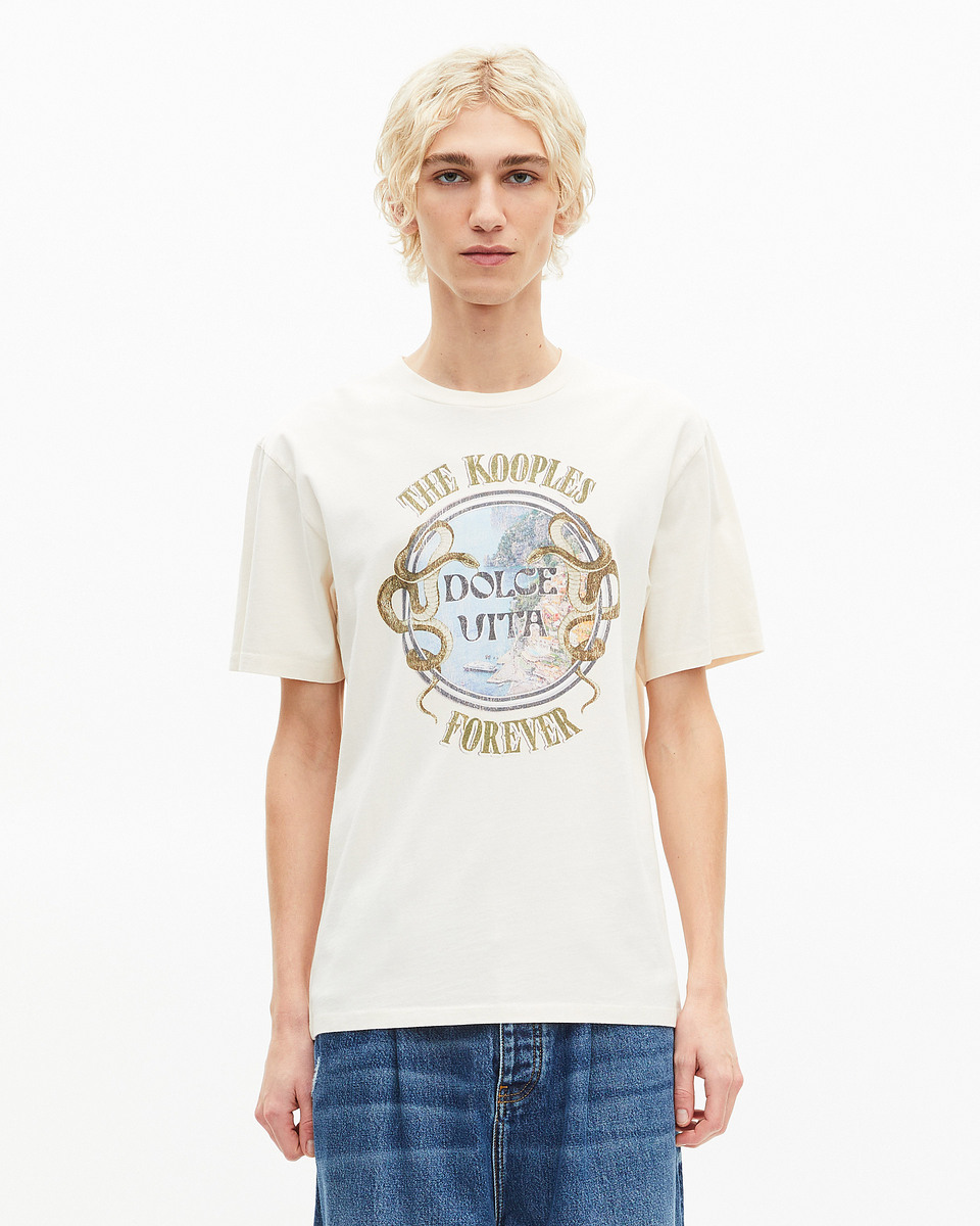T-shirt with beige Dolce Vita screen print