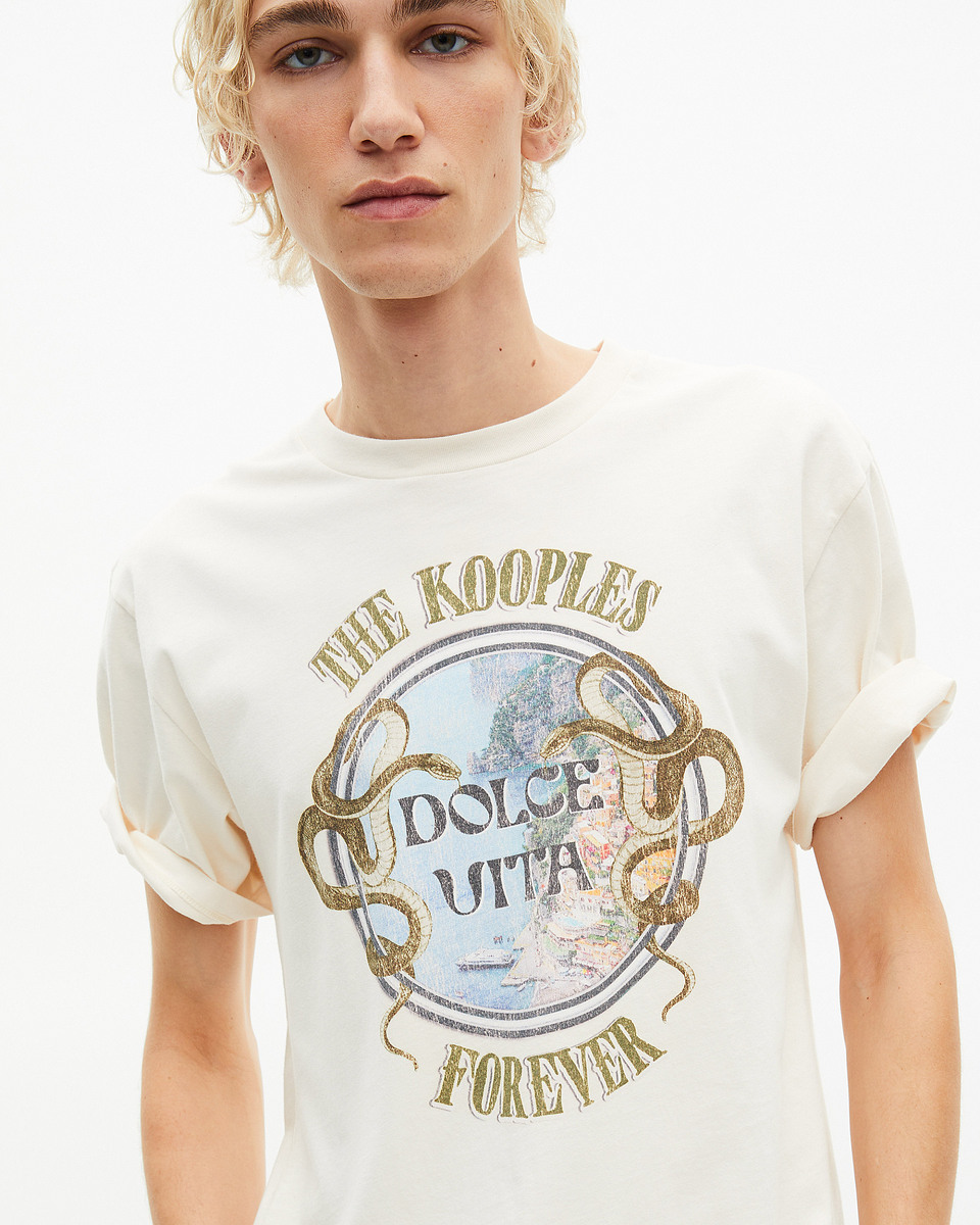 T-shirt with beige Dolce Vita screen print