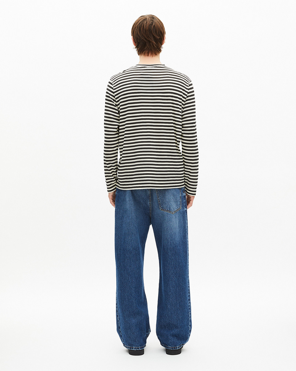 Beige striped long-sleeved T-shirt