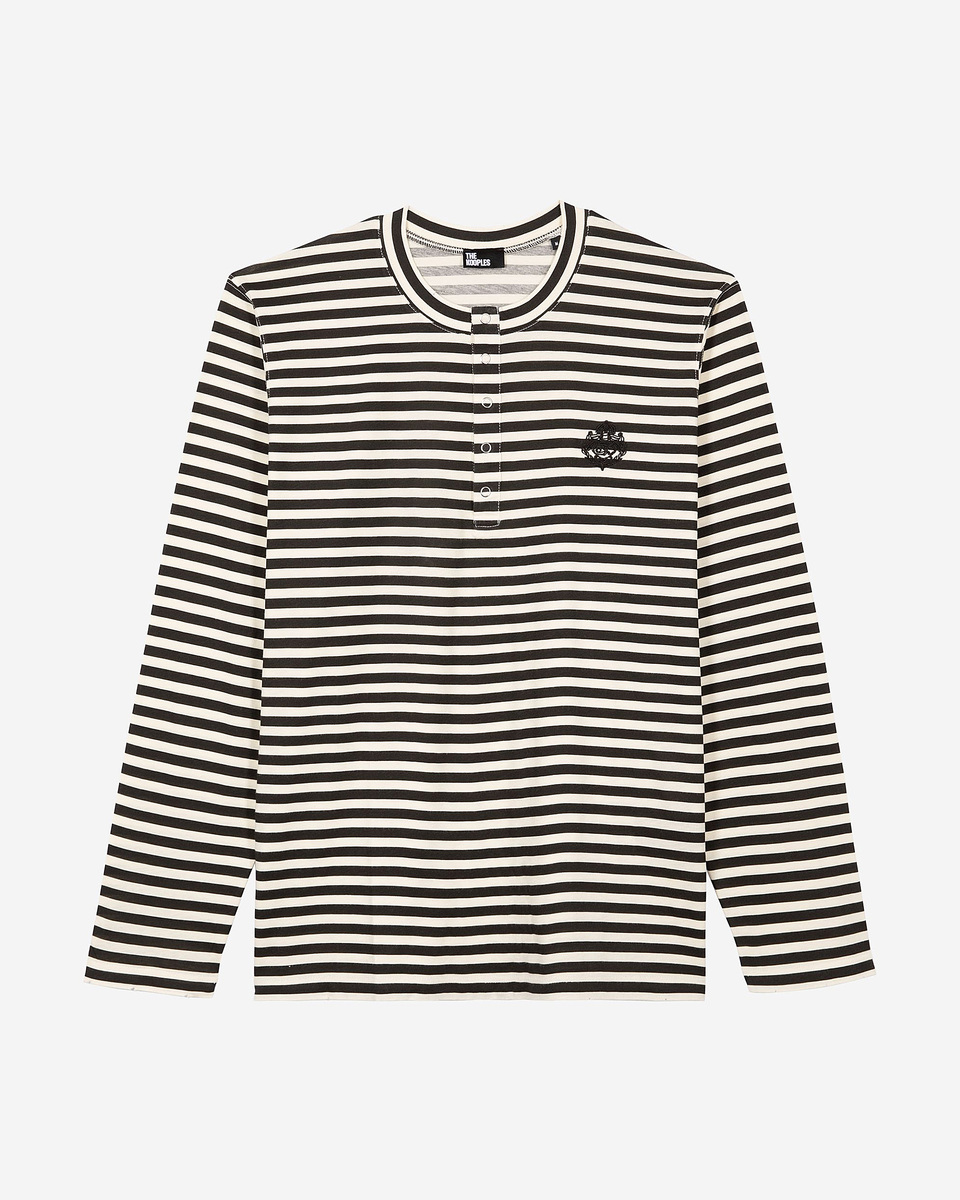 Beige striped long-sleeved T-shirt