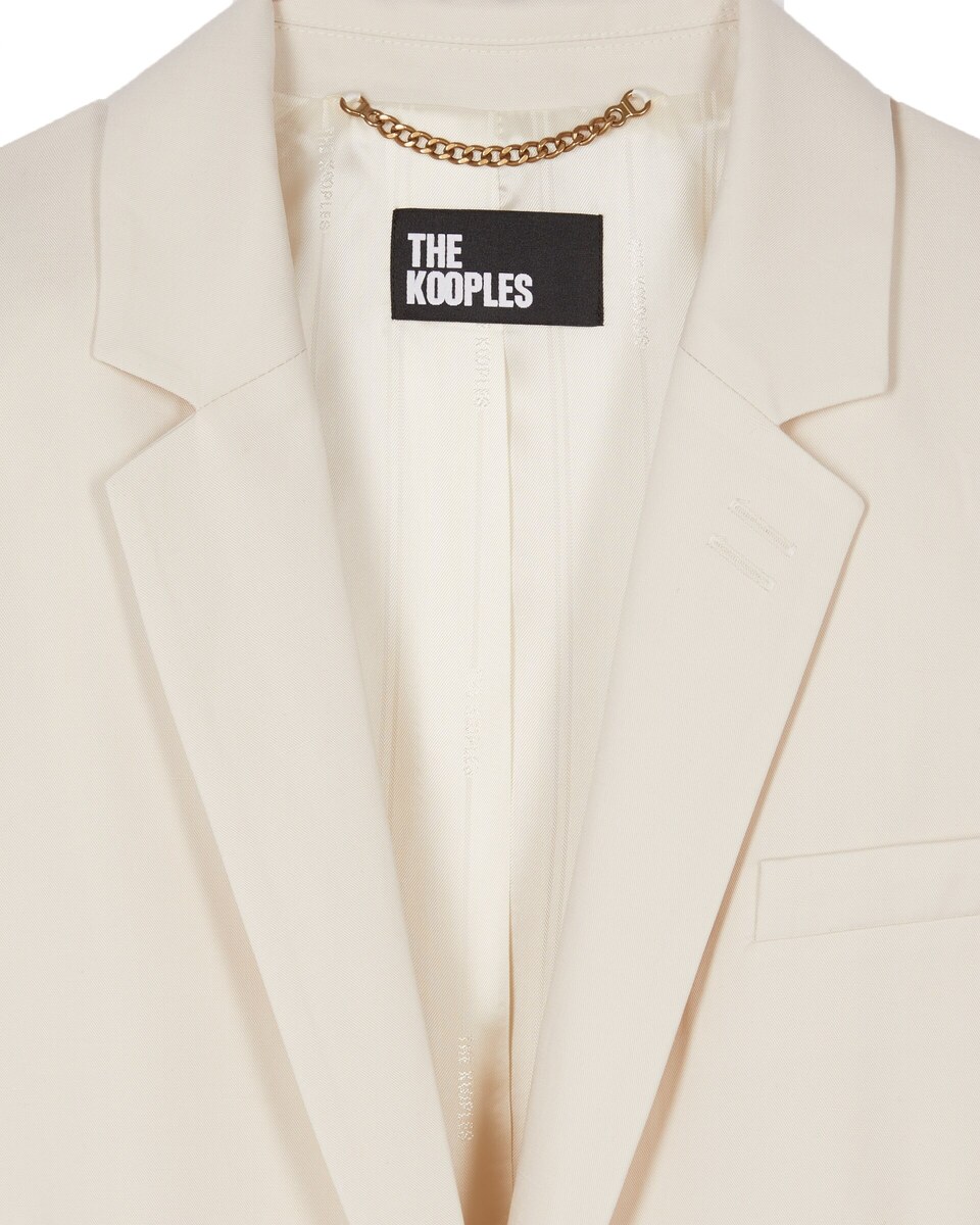 Straight suit jacket in ecru linen and cotton