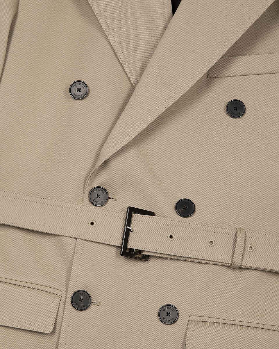 Long beige trench coat