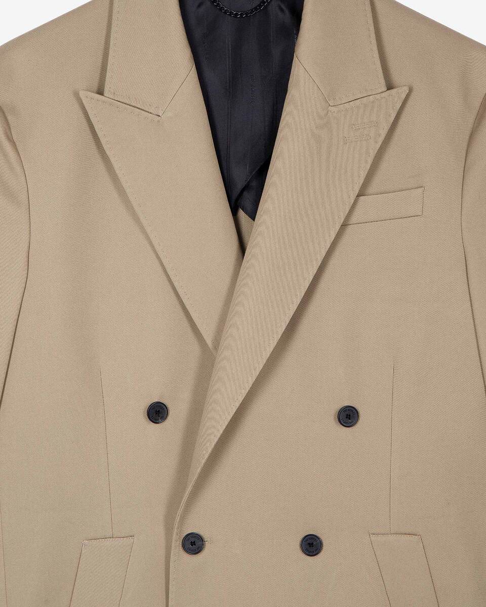 Beige long double-breasted jacket