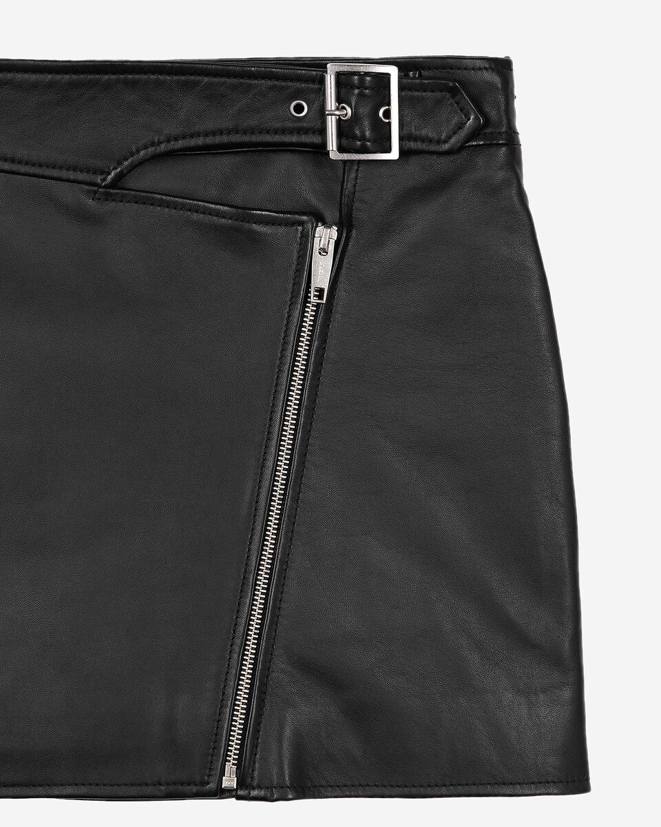 Leather skirt with black zip
