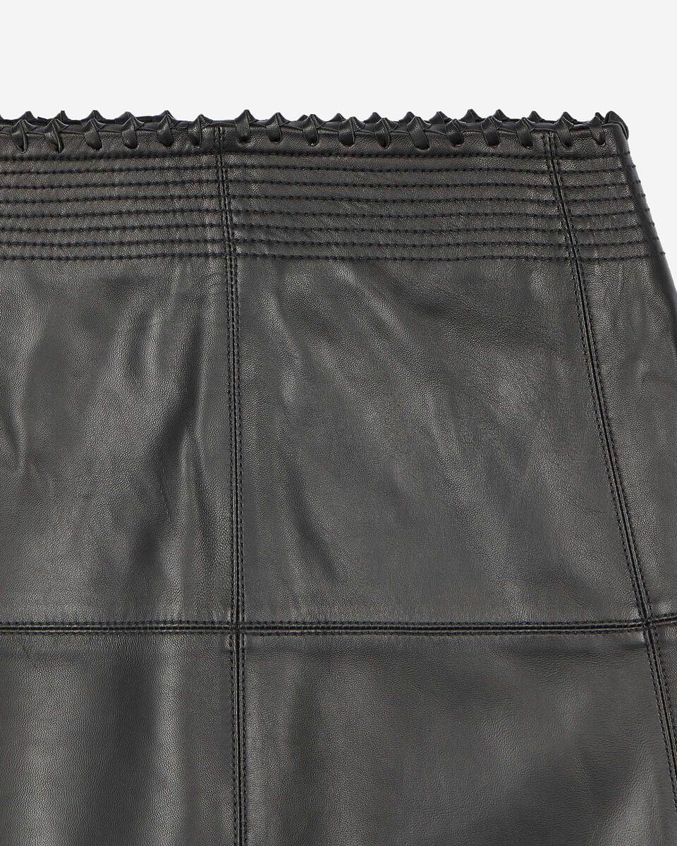 Black leather midi skirt