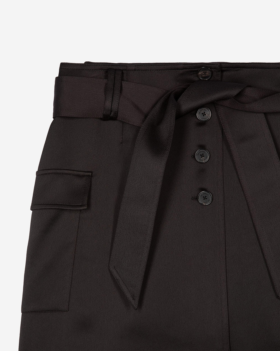 Short black satin skirt