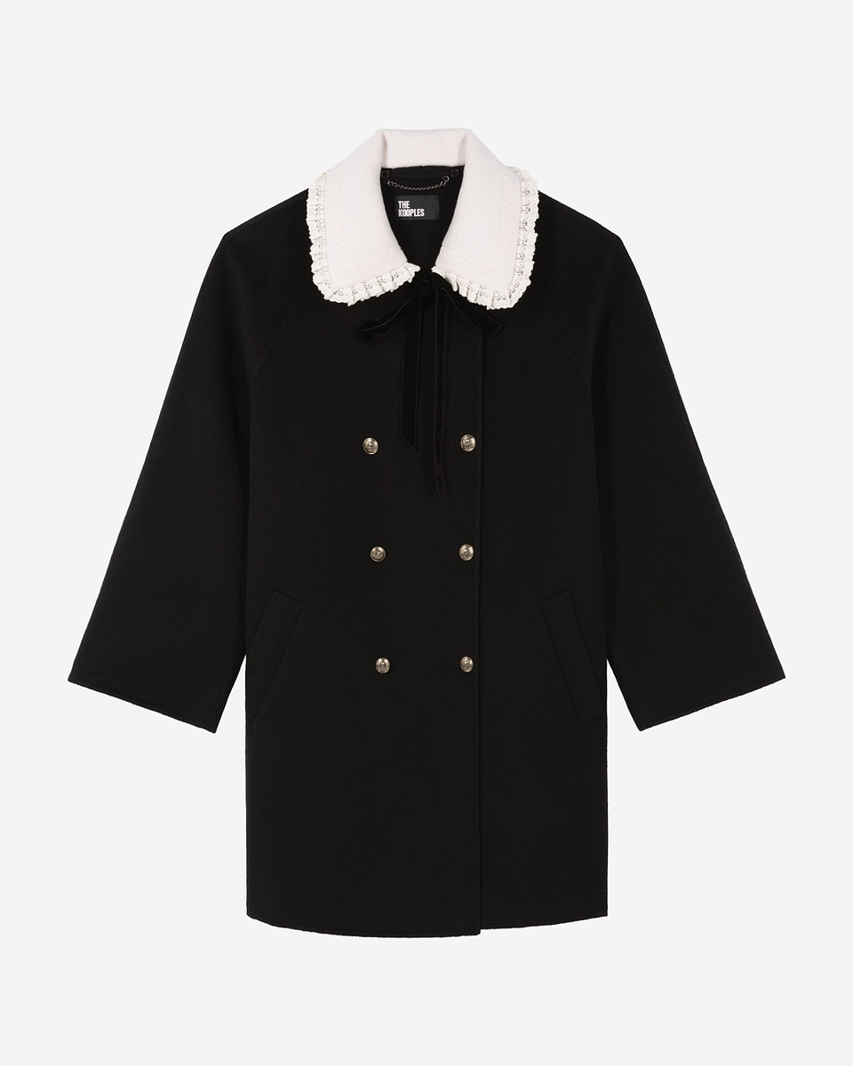 Double-faced coat in black wool blend