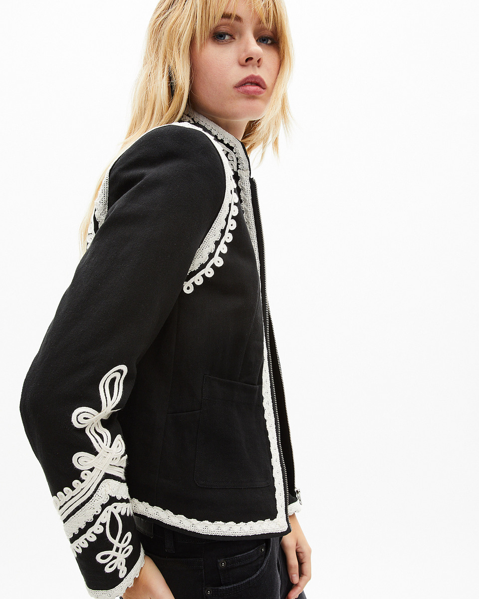 Black cotton embroidered jacket