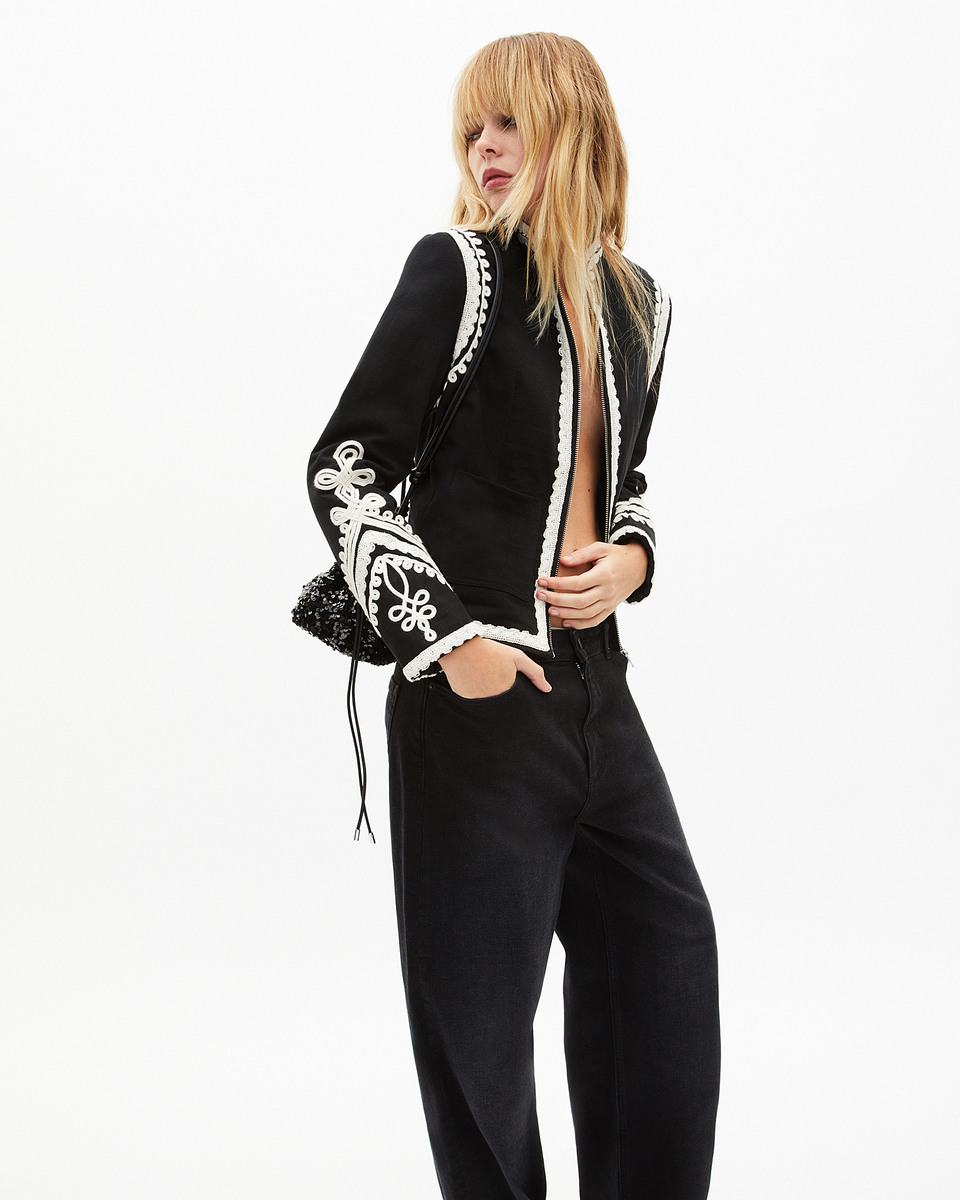 Black cotton embroidered jacket