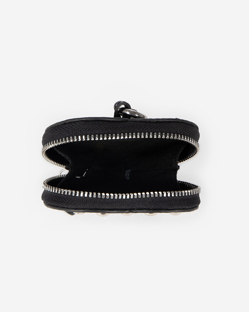 Black leather purse/bag charm