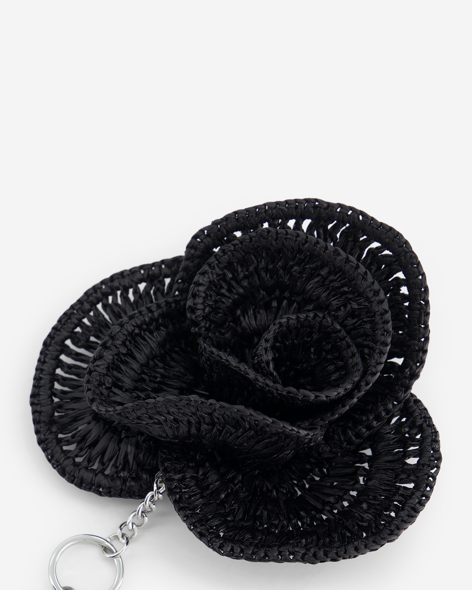 Black raffia flower bag jewel