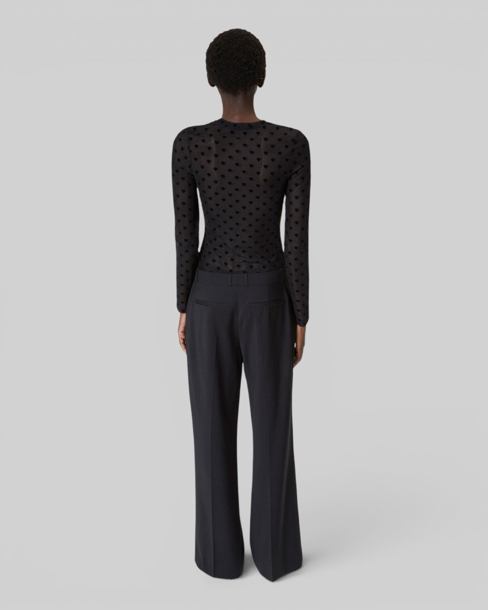 Wide-leg pants with black wool stripe