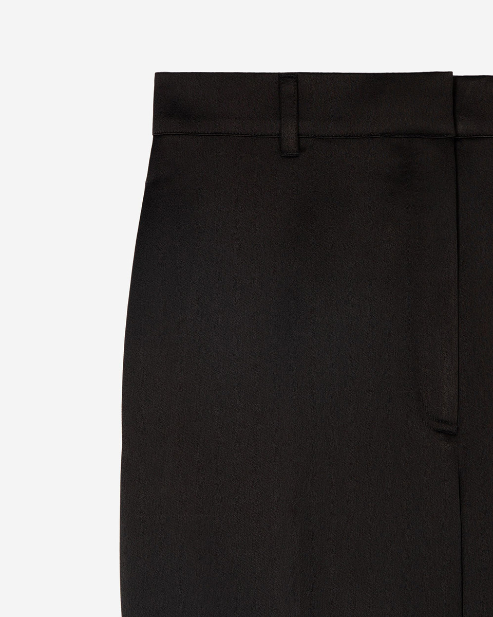 Black satin wide-leg pants